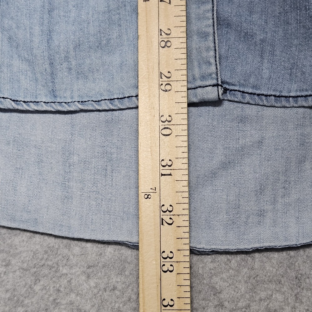 Free People Women's Sz M Denim Button Up Long Sleeve Shirt - Picture 9 of 11